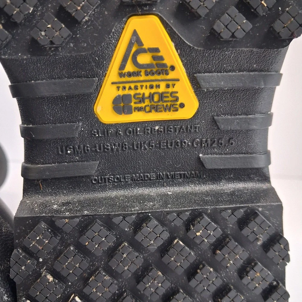ACE‎ Work Boots Black Rubber Waterproof Slip Resistant Utility Boots W8 M6